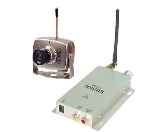 Набор беспроводная МИНИ радио видео камера 1.2 Ghz + приёмник видеосигнала, фото 1