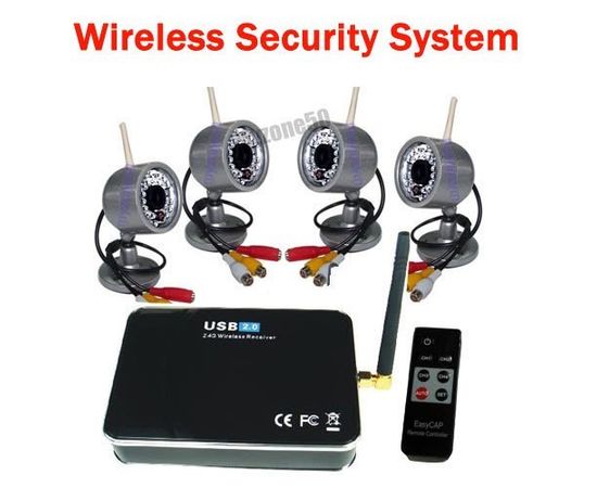 4-х камерная система беспроводного цифрового видеонаблюдения (4 камеры и USB DVR), фото 1