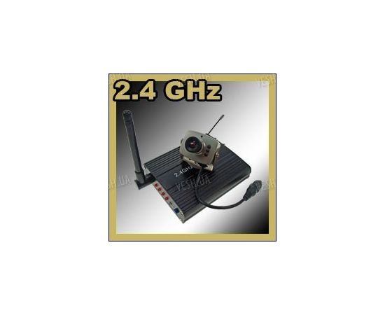 Набор беспроводная Wi-Fi цифровая МИНИ радио видеокамера 2.4 Ghz + приёмник видеосигнала с AV выходом до 100 метров (модель CRP-208N), фото 1
