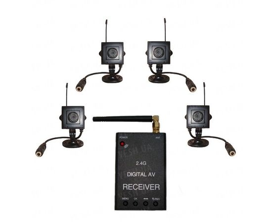 Новый 4-x камерный цифровой комплект беспроводного видеонаблюдения 540 TVL для внутренней установки c детектором движения и записью на SD карту памяти, дальностью до 500 метров (модель KENVS B02kit x 4). НЕ ИМЕЕТ АНАЛОГОВ в УКРАИНЕ!!!, фото 1