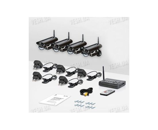 4-х камерная цифровая беспроводная система видеонаблюдения Danrou KCR-6324DRх4 (с шифрованием сигнала), фото 1