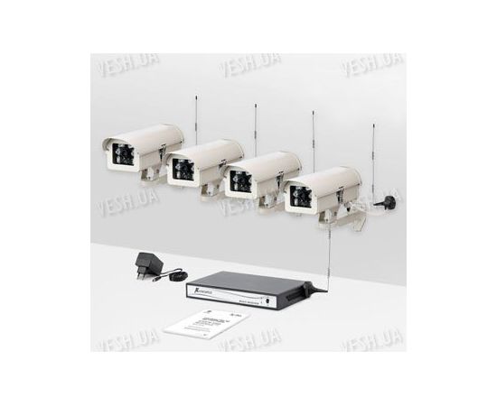 Комплект из 4-х беспроводных видеокамер и приемника видеосигнала дальностью до 2-х километров  KW-KIT28х4 (с шифрованием видео сигнала), фото 1
