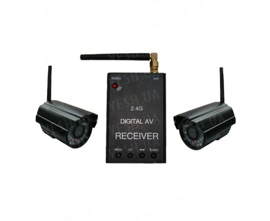 Новый 2-х камерный цифровой комплект беспроводного видеонаблюдения 540 TVL с дальностью до 500 метров с детектором движения и одновременной записью в REALTIME всех камер на SD карту памяти (модель KENVS B01kit x 2) НЕ ИМЕЕТ АНАЛОГОВ в УКРАИНЕ!!!, фото 1