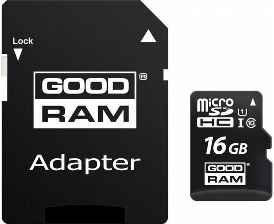 Карта памяти Goodram microSDHC 16GB UHS-I class 10 + adapter, фото 1 Карта памяти Goodram microSDHC 16GB UHS-I class 10 + adapter, фото 1