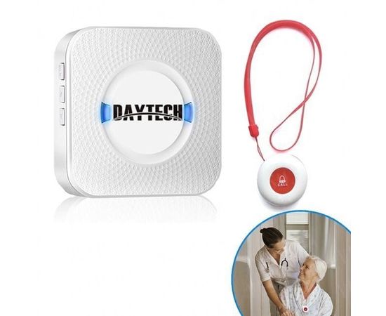 Беспроводная кнопка вызова медсестры для пожилых людей Daytech CC01 до 150 метров, белая, фото 1