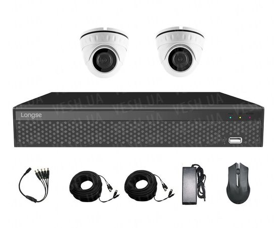 Комплект оборудования для видеонаблюдения 5 Мп  на 2 камеры Longse XVR2004HD2P500, Quad HD, фото 1
