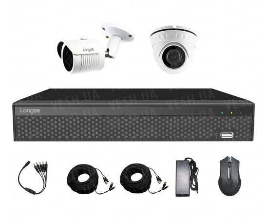 Комплект видеонаблюдения через интернет 5 Мп на 2 камеры Longse XVR2004HD1M1P500, Quad HD, фото 1