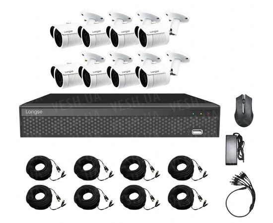 Комплект видеонаблюдения для дачи на 8 камер Longse XVR2108HD8M500, 5 Мп, Quad HD, фото 1