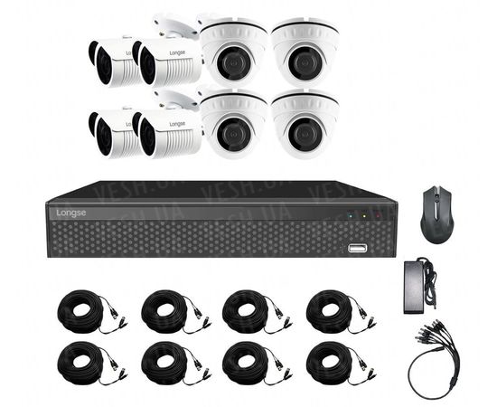 Комплект видеонаблюдения для дома на 8 камер Longse XVR2108HD4M4P500 kit, 5 Мп, Quad HD, фото 1