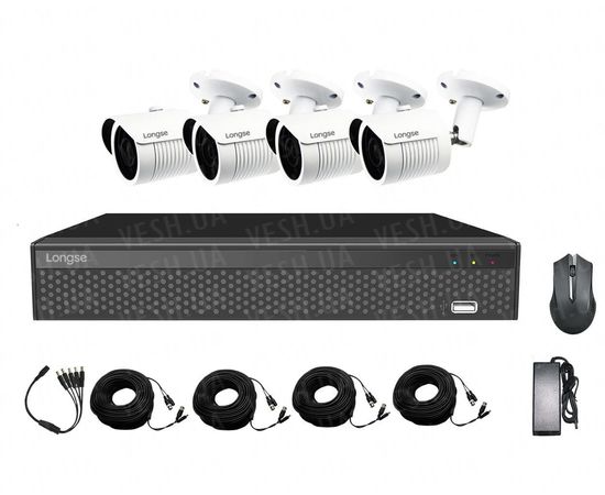 Комплект видеонаблюдения для улицы на 4 камеры Longse XVRA2004D4M200, 2 Мп, Full HD 1080P, фото 1