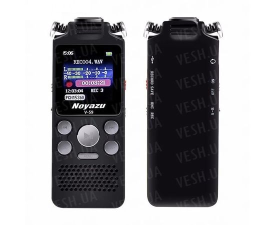 Цифровой диктофон с таймером для записи голоса Noyazu voice recorder V59, стерео, 8 Гб, черный, фото 1