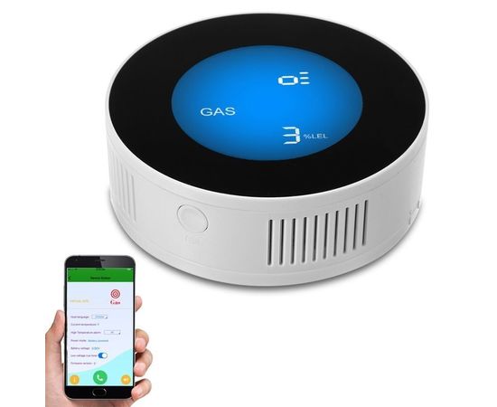 Умный датчик утечки газа WiFi с сиреной Yobang Security GS-85 wifi + Iphone&amp;Android App, фото 1