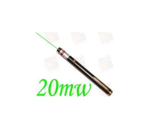 Зеленая лазерная указка 20мВт (Черный каучук + цвет золотого обрамление), фото 1 Зеленая лазерная указка 20мВт (Черный каучук + цвет золотого обрамление), фото 1