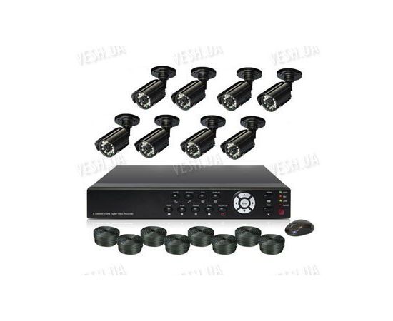 Готовый 8-ми камерный DIY комплект проводного видеонаблюдения для самостоятельной установки (8 уличных камер) (мод. KT7608AC KIT 5), фото 1
