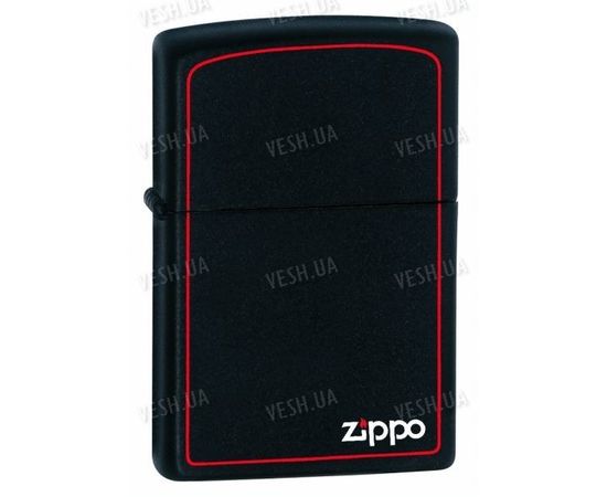 218ZB Зажигалка ZIPPO BLACK MATTE w/ZIPPO LOGO &amp; BORDER, фото 1