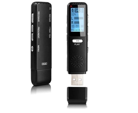 Флешка диктофон с голосовой активацией записи Vandlion V25 LCD, 8 Гб, черный, фото 1