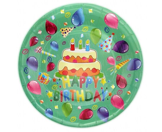 Товар распродан - Бумажные тарелки диам.23 см Happy Birthday Тортик уп. 10 шт - Одноразовая посуда, фото 1