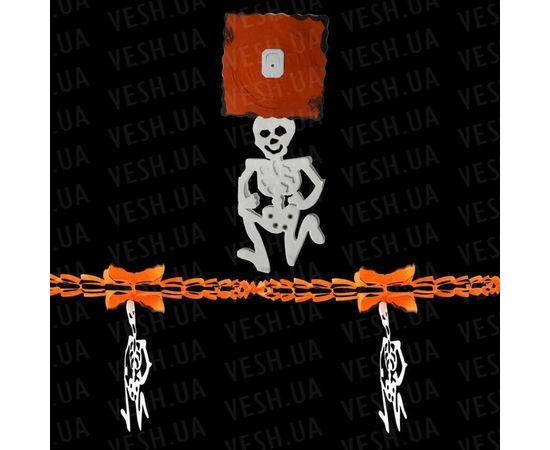 Товар распродан - Гирлянда 3D Хэллоуин с подвеской Скелет - Аксессуары для праздника, фото 1