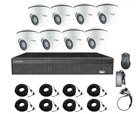 Система видеонаблюдения для магазина на 8 камер Longse XVR2008D8P200 kit, 2 Мп, HD1080P, фото 1