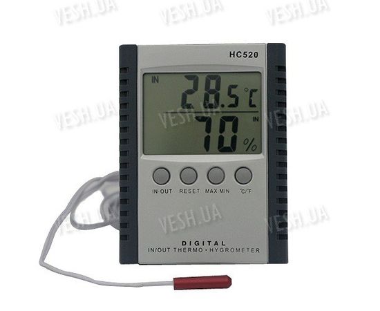 2-х дисплейный внутренне-наружный электронный термометр с выносным наружным датчиком, фото 1