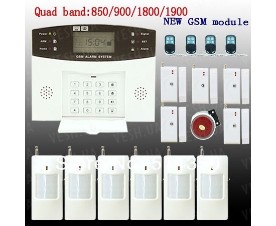 Универсальная GSM сигнализация с клавиатурой и LCD дисплеем с поддержкой проводных и беспроводных датчиков (модель GSM-007), фото 1