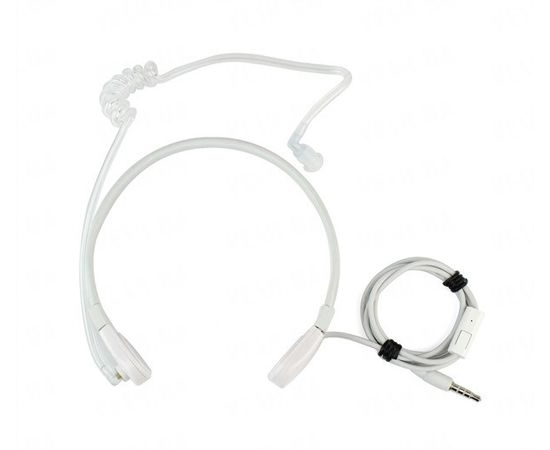Горловая гарнитура (ларингофон) белая, наушник с прозрачной акустической трубкой для Iphone Samsung HTC LG MOTOROLA, фото 1