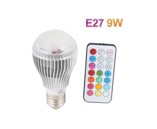 Супер мощная 16-ти цветная 9W LED лампочка с пультом дистанционного управления и разными режимами освещения - для больших комнат (мод. E-27-9W), фото 1 Супер мощная 16-ти цветная 9W LED лампочка с пультом дистанционного управления и разными режимами освещения - для больших комнат (мод. E-27-9W), фото 1