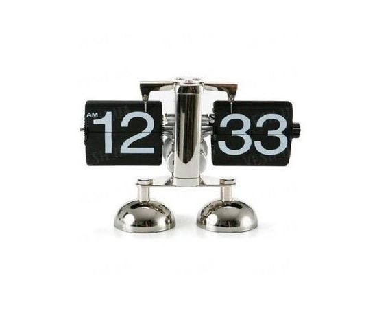 Эксклюзивные оригинальные механические настольные РЕТРО часы с перелистывающимися цифрами и хромированным корпусом (мод. CL-601), фото 1