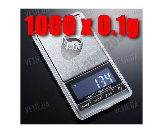 Весы портативные цифровые ювелирные 1000г x 0.1г, фото 1