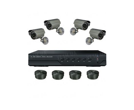 Супербюджетный 4-х камерный комплект наружного видеонаблюдения (4 уличных камеры), фото 1