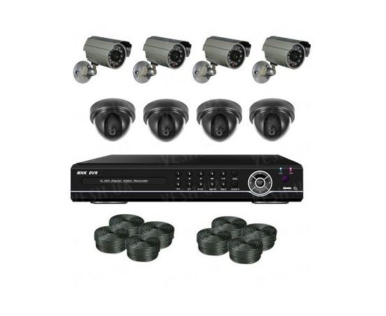 Супербюджетный 8-ми камерный комплект видеонаблюдения (4 внутренних + 4 уличные камеры), фото 1