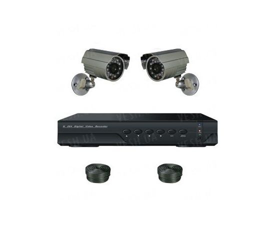 Супербюджетный 2-х камерный готовый комплект уличного видеонаблюдения для самостоятельной установки (2 уличных камеры), фото 1