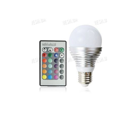 16-ти цветная LED лампа освещения 3W с изменяющимися цветами и режимами освещения + пульт дистанционного управления, фото 1 16-ти цветная LED лампа освещения 3W с изменяющимися цветами и режимами освещения + пульт дистанционного управления, фото 1