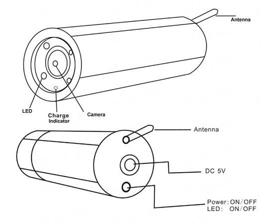 Автономная беспроводная 2.4 GHz инспекционная видеокамера с ИК подсветкой 720X586pix,480TVL, дальностью до 100 метров со встроенным аккумулятором (модель WE800A), фото 2
