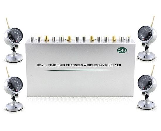 Комплект из 4-х каналаного беспроводного видеоприемника для камер на 2.4GHz с поддержкой аудио и видео, фото 5