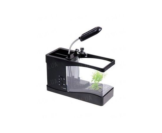 Уникальный подарочный настольный органайзер с LCD часами и аквариумом с подсветкой и компрессором, фото 2