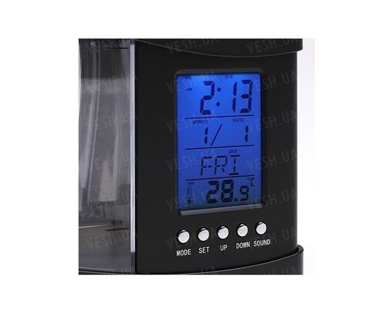 Уникальный подарочный настольный органайзер с LCD часами и аквариумом с подсветкой и компрессором, фото 4