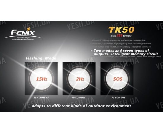 Фонарь Fenix TK50 CREE LED R5 + в подарок 2 переходника из 2АА в D размер, фото 3