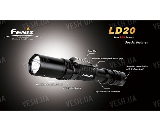 Фонарь Fenix LD20 (Cree XP-G R5, 180лм, 2xAA), фото 7 Фонарь Fenix LD20 (Cree XP-G R5, 180лм, 2xAA), фото 7