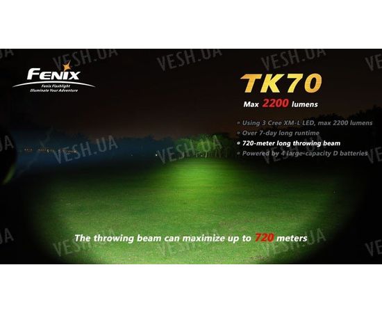 Фонарь Fenix TK70 (3xCree XM-L LED, 4xD), фото 6