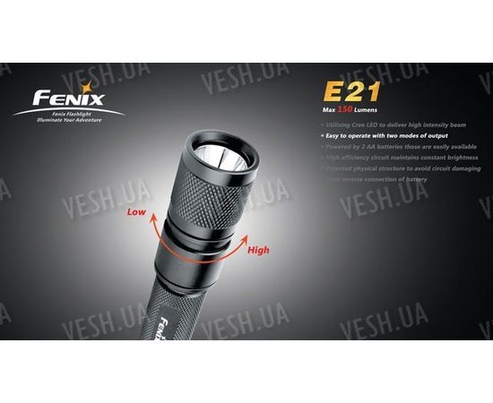 Фонарь Fenix E21 (Cree XP-E R2 , 150лм, 2xAA), фото 5 Фонарь Fenix E21 (Cree XP-E R2 , 150лм, 2xAA), фото 5