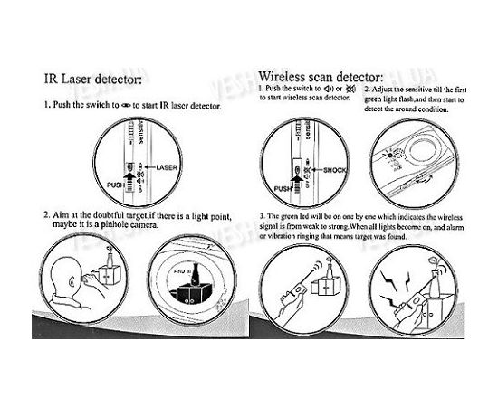 Универсальный детектор обнаружитель проводных и беспроводных камер и беспроводных радио жучков, фото 3