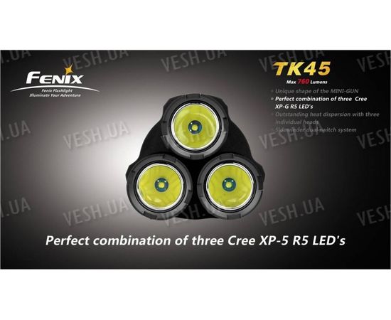 Фонарь Fenix TK45 (3xCree XP-G R5, 760 люмен, 8xAA), фото 7 Фонарь Fenix TK45 (3xCree XP-G R5, 760 люмен, 8xAA), фото 7
