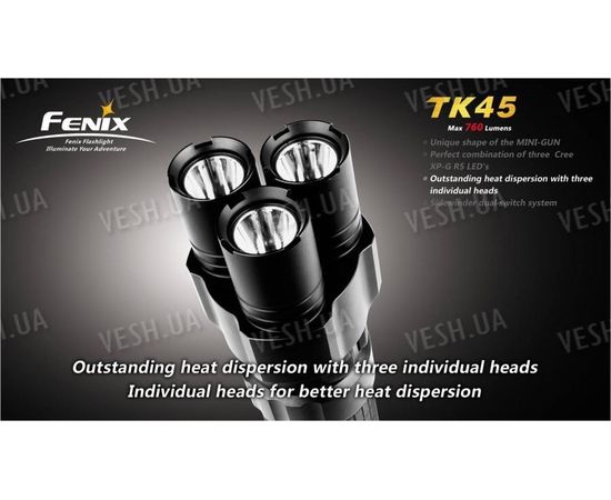 Фонарь Fenix TK45 (3xCree XP-G R5, 760 люмен, 8xAA), фото 6 Фонарь Fenix TK45 (3xCree XP-G R5, 760 люмен, 8xAA), фото 6