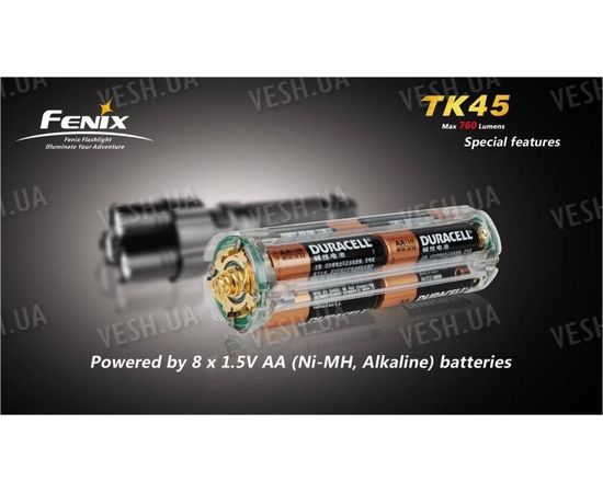 Фонарь Fenix TK45 (3xCree XP-G R5, 760 люмен, 8xAA), фото 4 Фонарь Fenix TK45 (3xCree XP-G R5, 760 люмен, 8xAA), фото 4
