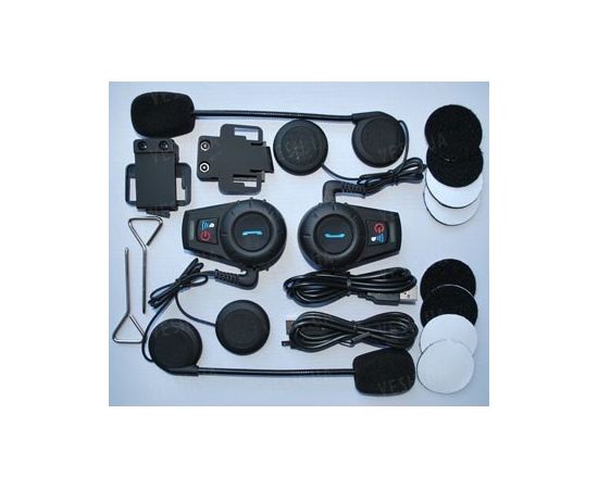 Комплект из 2-х беспроводных bluetooth гарнитур для мотоциклистов для установки на шлем на расстоянии до 500 метров (модель BT-500 R), фото 2