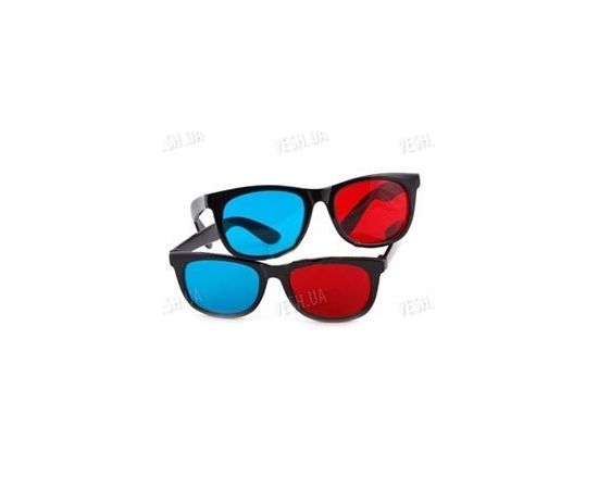 Красно - синие анаглифные классические 3D стерео очки в пластиковой оправе (модель 3DB), фото 2