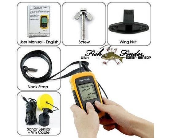 Портативный проводной сонар (эхолот, рыболокатор) для поиска рыбы (модель ММ-100М) кабель 9,5 метров, фото 2