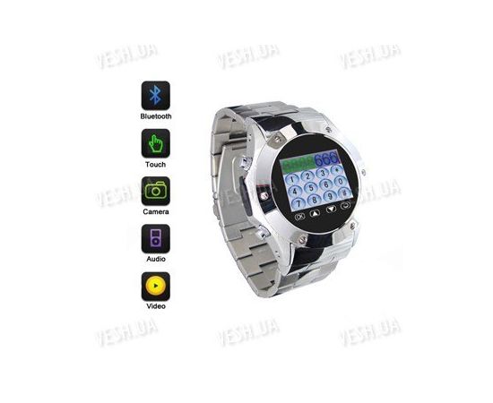 Металлические GSM часы - мобильный телефон с 1.5 дюймовым сенсорным дисплеем, bluetooth, 1.3 Mega Pixels камерой и MP3/MP4 плеером (модель MQ888A), фото 2