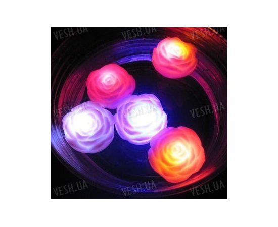 7-ми цветный светодиодный LED светильник в виде бутона розы (3 штуки), фото 2 7-ми цветный светодиодный LED светильник в виде бутона розы (3 штуки), фото 2